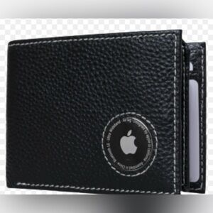 Black Leather Wallet with AirTag compatibility